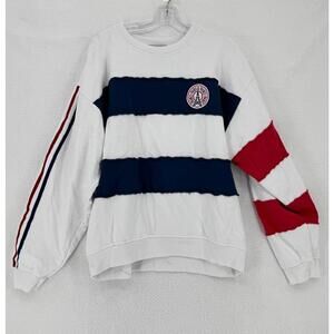 Ragabond Studio Free People Paris France Striped Pullover Sweatshirt Top XL